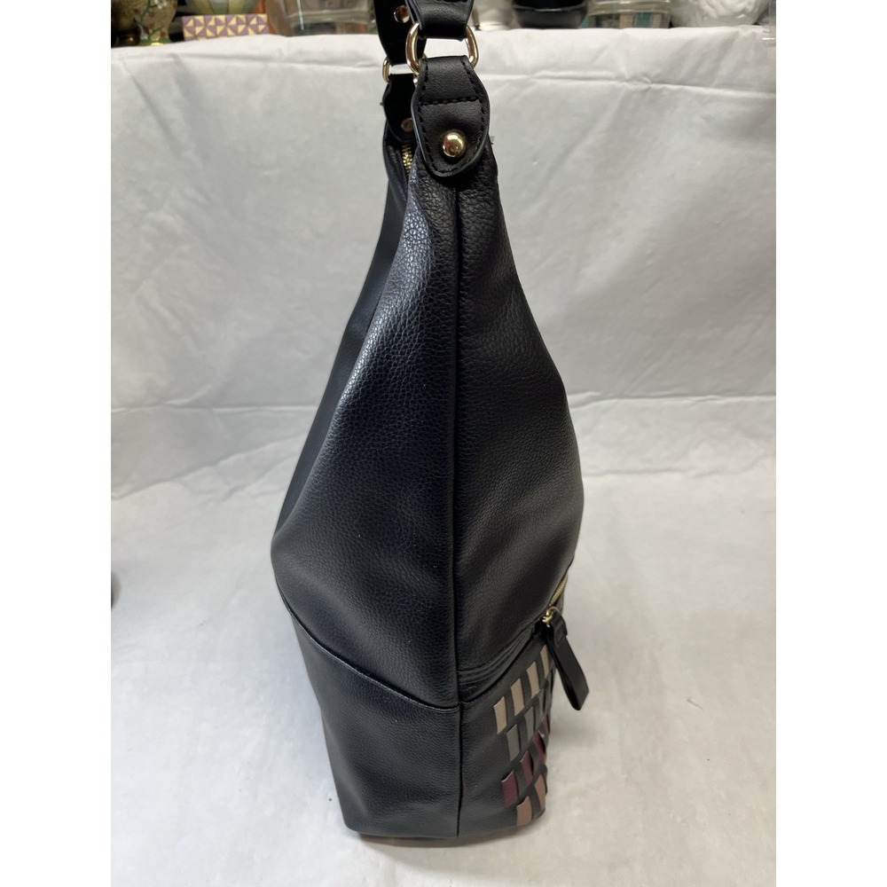 Adrienne Vittadini Faux Leather Hobo Shoulder Bag Purse Handbag Fringe Tassel - Picture 8 of 12